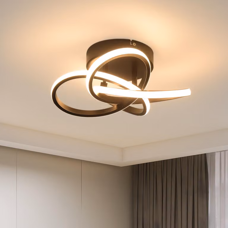 ZMH LED plafoniera cucina lampada 28W 3000K nero plafoniera bianco caldo metallo moderno a quattro petali fiore design plafoniere camera da letto lampada