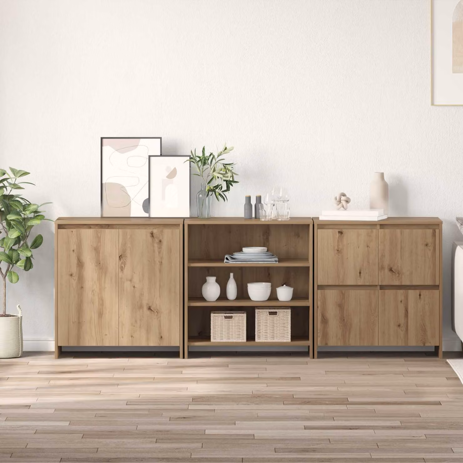 Credenza moderna vidaXL in rovere marrone, 3 pezzi, L: 70 cm, P: 41 cm, H: 75 cm – 1