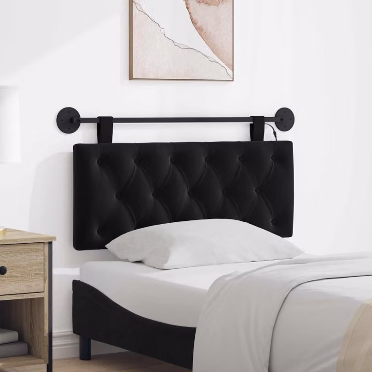 Testiera sospesa vidaXL in velluto nero con illuminazione integrata e pannello imbottito
