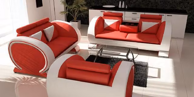 Sofagarnitur Ledersofa Sofa mit USB Polster Leder Garnitur Couchen Sofas 3+2+1