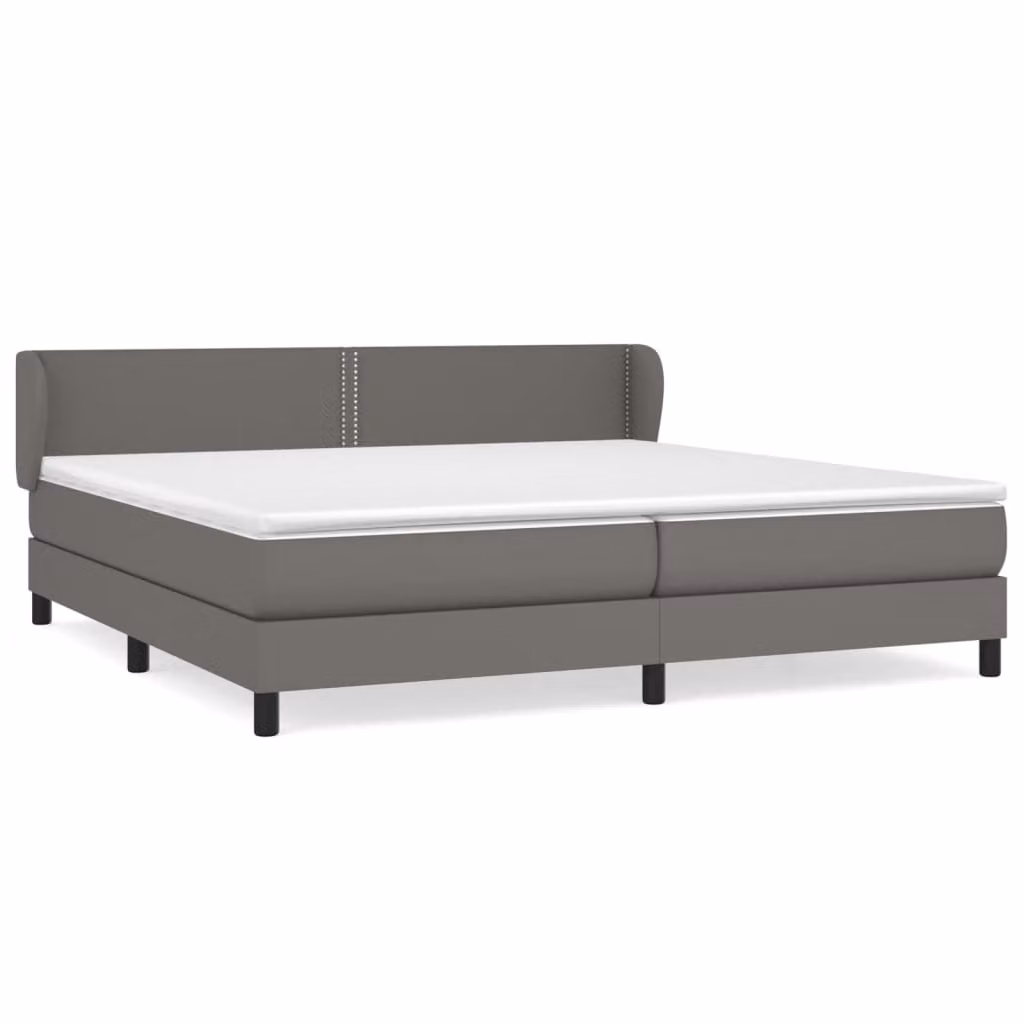 Giroletto a Molle con Materasso Grgio 200x200 cm in Pelle finta