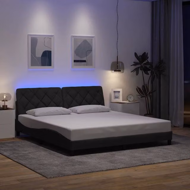 Giroletto con LED senza Materasso-Struttura Letto 180x200 cm Tessuto