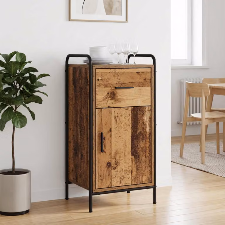 Credenza vidaXL in legno e metallo colore marrone per soggiorno e sala da pranzo L 97 x P 33 x H 81 cm