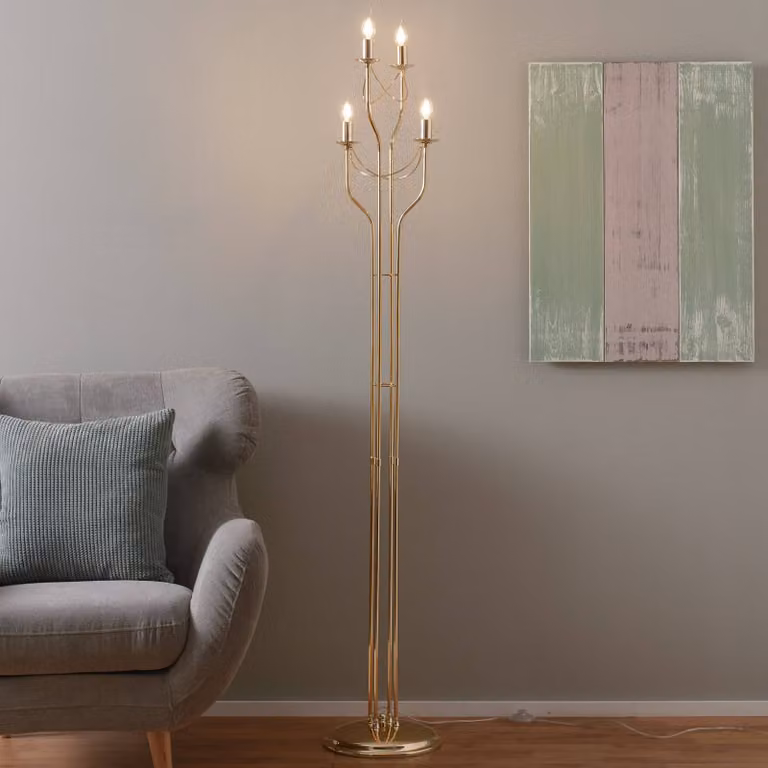 Lampada da terra Retro Domiluce, Ottone / Oro, Soggiorno / Sala da pranzo, Metallo, Moderno, Lampada da terra
