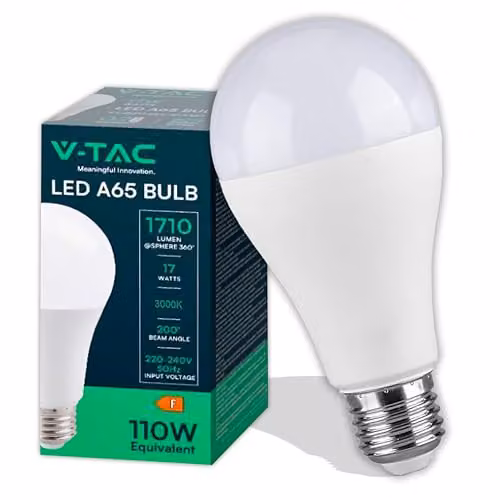 V-TAC Lampadina LED E27 17W 110LM/W A65 2700K