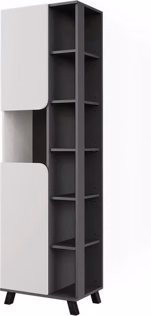 Mobile alto Vicco Karen Antracite e Bianco con 2 ante e ripiani interni H 175 x L 50 cm – 1