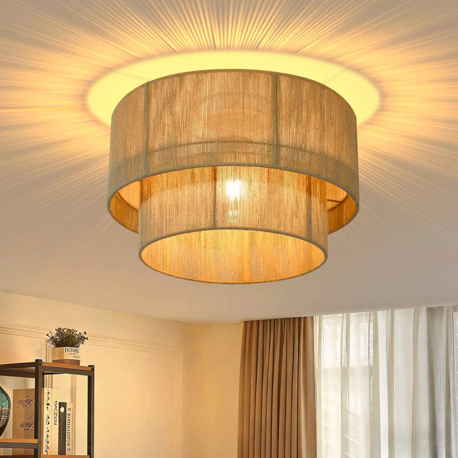 ZMH Lampada da soffitto Boho Lampada da soffitto per camera da letto Ø40cm Lampada vintage per camera da letto Lampada da cucina Attacco E27 per soggiorno, cucina, corridoio (senza lampadina)