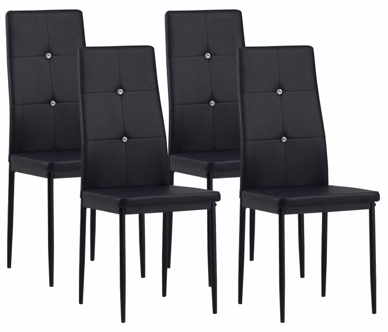 Albatros sedie per sala da pranzo DIAMOND set di 4, nero - Elegante aspetto a diamante, sedia imbottita con rivestimento in Pelle finta Design moderno ed elegante per il tavolo da pranzo Sedia da cucina Sedia per sala da pranzo con elevata capacità di car