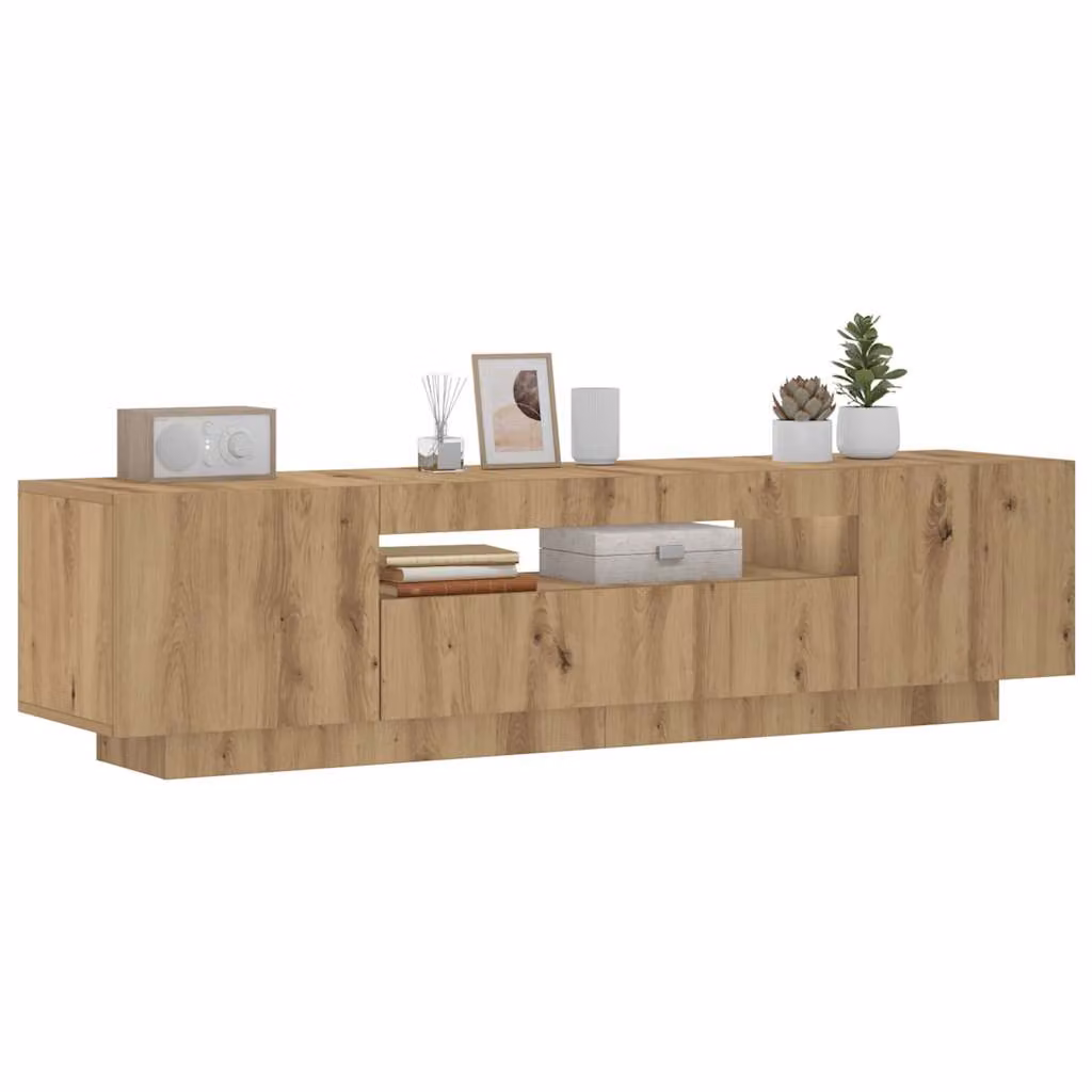 vidaXL Mobile Porta TV Moderno in Legno Marrone con Illuminazione LED Integrata L/P/H: 160 x 35 x 40 cm