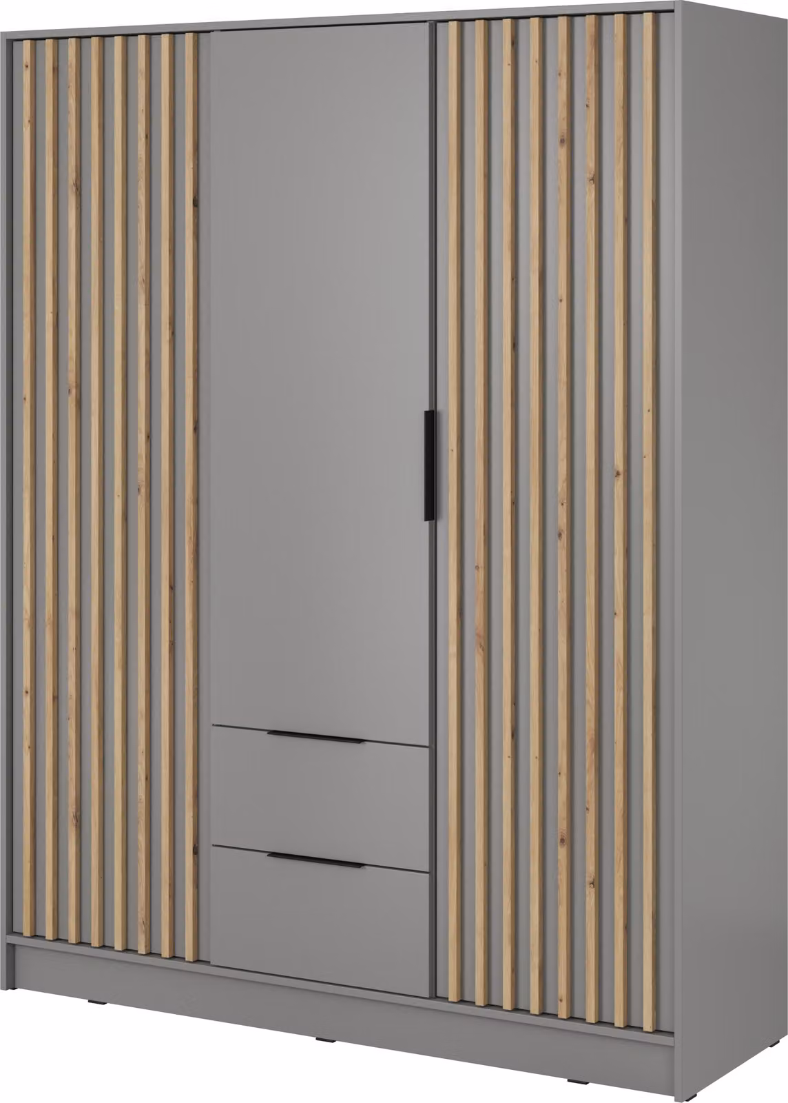 Masseno Armadio con ante battenti NELIANA 155 cm Armadio camera da letto Armadio a 3 ante Grigio