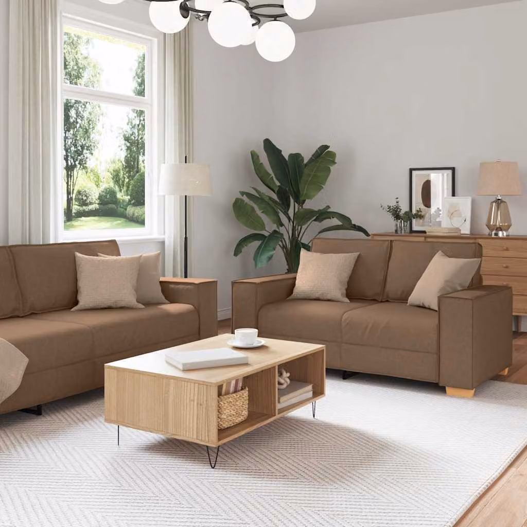 Maison Exclusive - Set divano a 2 posti con cuscini in tessuto marrone