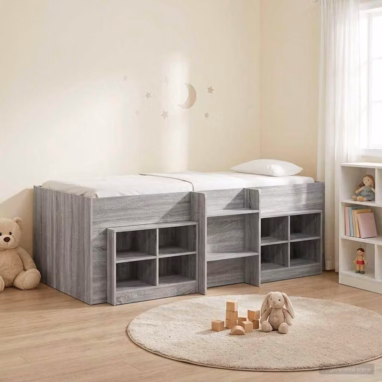 Maison Exclusive - Struttura letto a soppalco con armadio, 3 pezzi, grigio Sonoma, realizzata in legno laminato