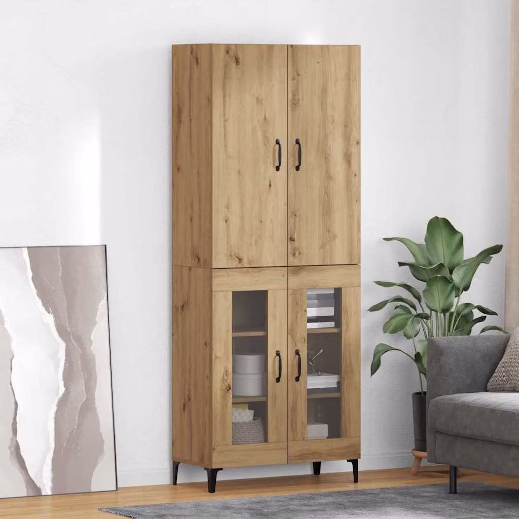 Credenza moderna vidaXL in rovere marrone con ante a battente per soggiorno L: 69,5 cm, P: 34 cm, H: 180 cm