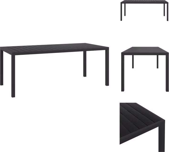 vidaXL Tavolo da pranzo da giardino in WPC alluminio 185 x 90 x 74 cm nero - Tavoli da giardino