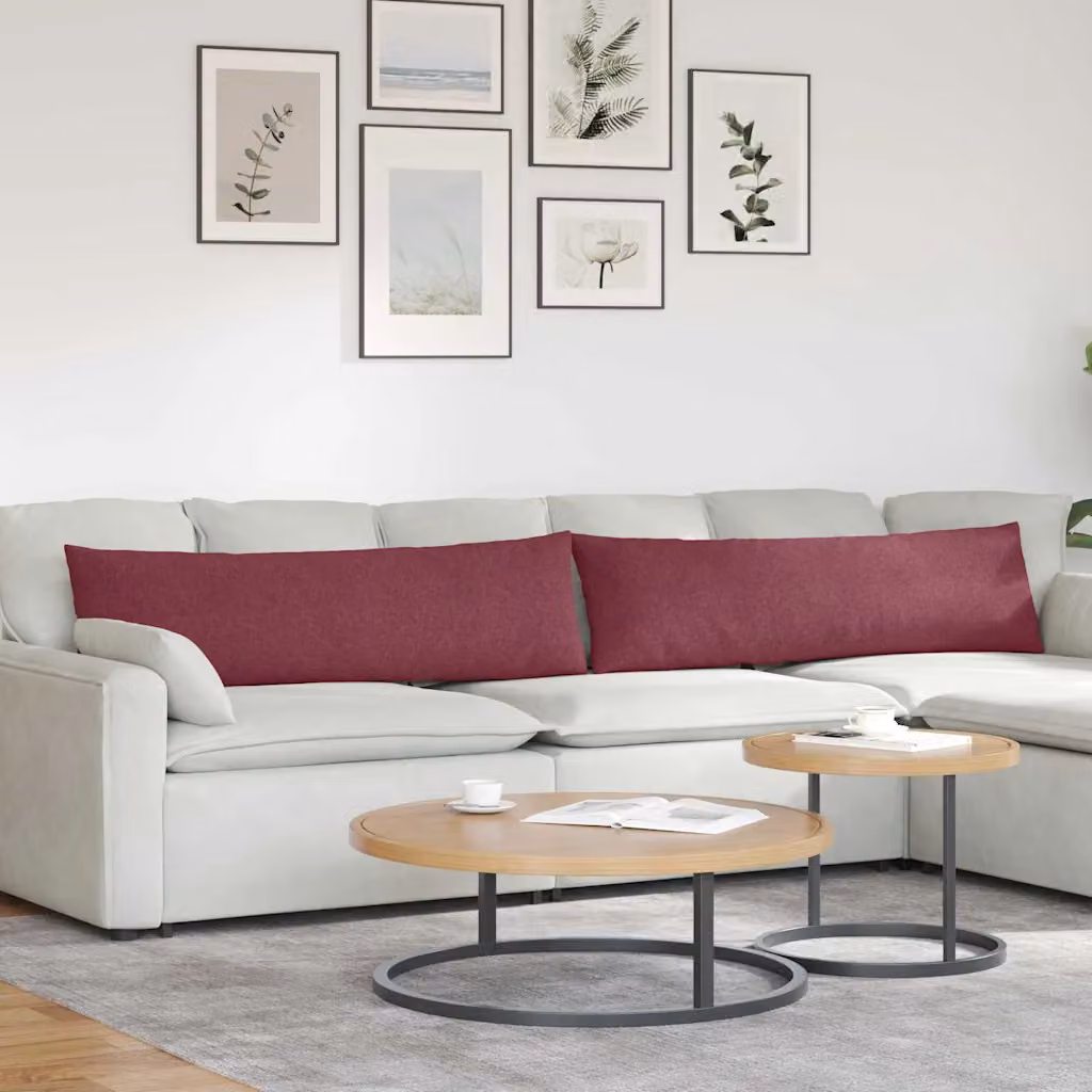 Set di 2 cuscini da divano vidaXL in tessuto rosso, L 145 x P 40 cm