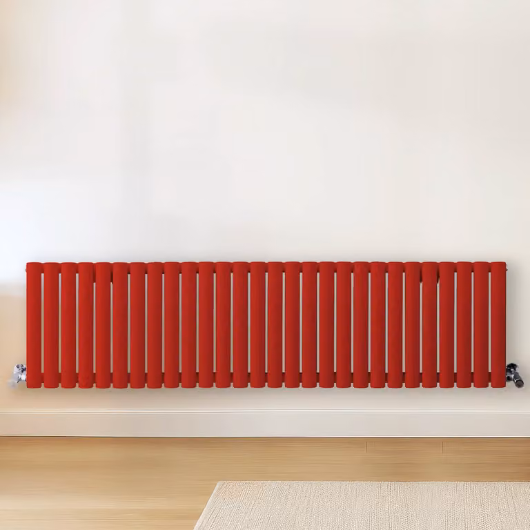 Radiatore di Design Orizzontale  Rosso (Siamese Rosso) -  400mm x 1652mm  - Pannello Doppio  - Revive