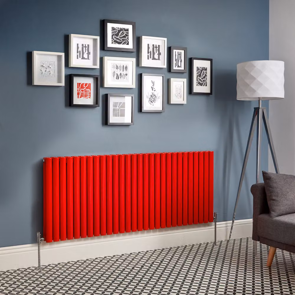 Radiatore di Design Orizzontale  Rosso (Siamese Rosso) -  635mm x 1652mm  - Pannello Doppio  - Revive