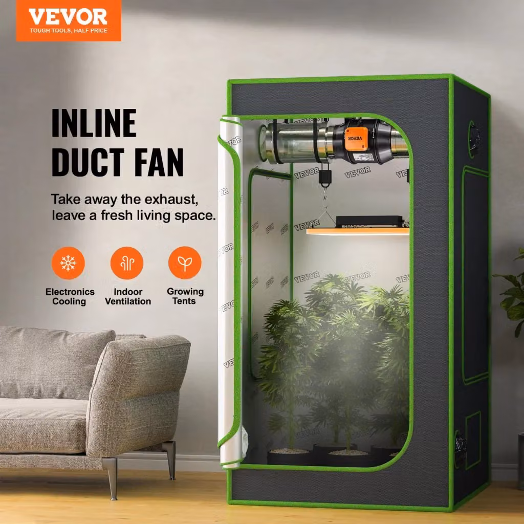 Ventilatore di estrazione in linea HVAC Vevor con motore in rame, colore nero, materiale in metallo – 2