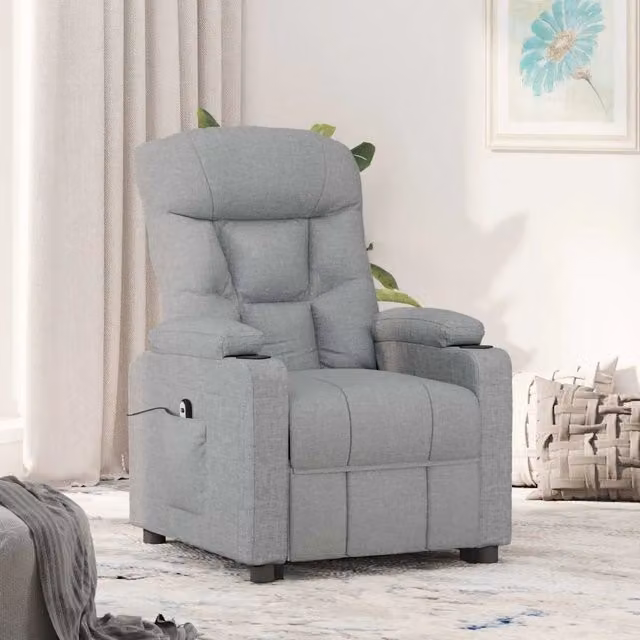 Poltrona Elettrica Reclinabile-Divano Sedia Grigio Chiaro in Tessuto 394115