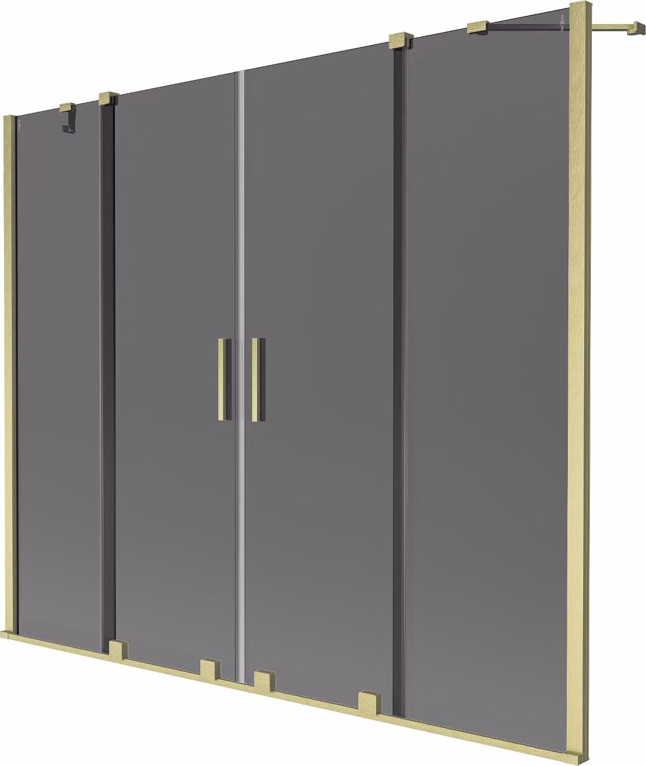 Mexen Velar Duo paratia da vasca da bagno a 2 ante scorrevoli 200 x 150 cm, grafite, oro spazzolato - 896-200-000-42-55