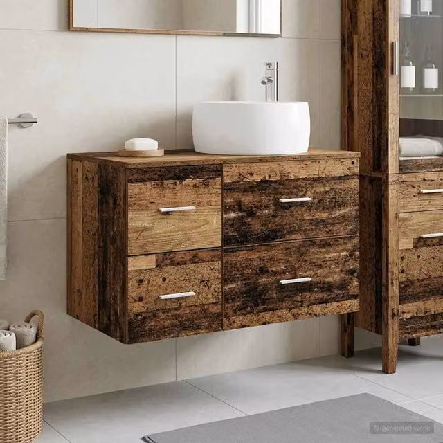 Set di mobili per il bagno 2 pz Legno antico 3404006