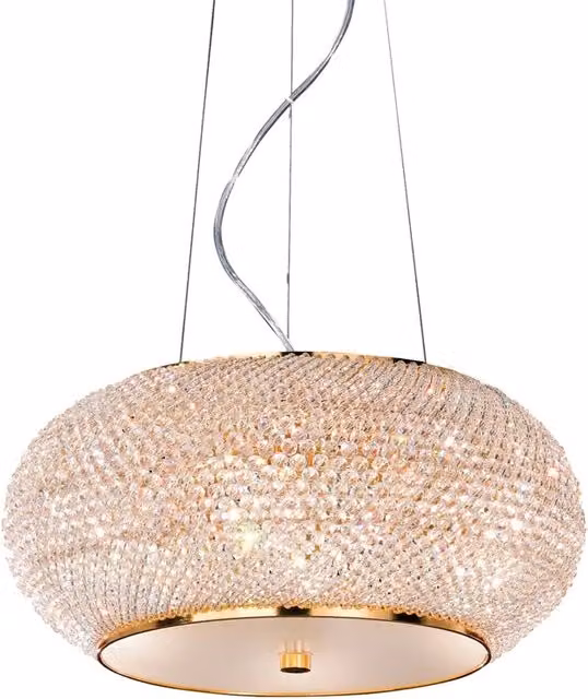 Sospensione Contemporanea Pasha' Metallo-Cristallo Oro 6 Luci E14