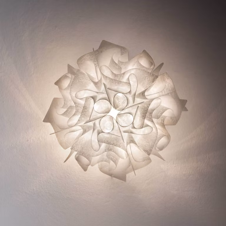 Slamp Plafoniera di design VELI Couture, dimmerabile, Bianco / Opale, Soggiorno / Sala da pranzo, Plastica, Design, Plafoniera