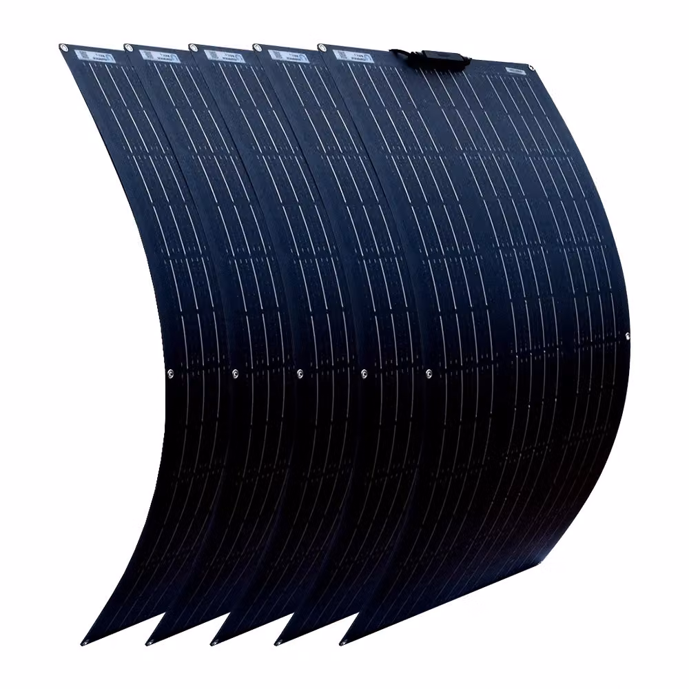 Pannello solare flessibile, potenza massima 100W, alta efficienza 22%, design leggero e resistente, 5 pezzi 100 W