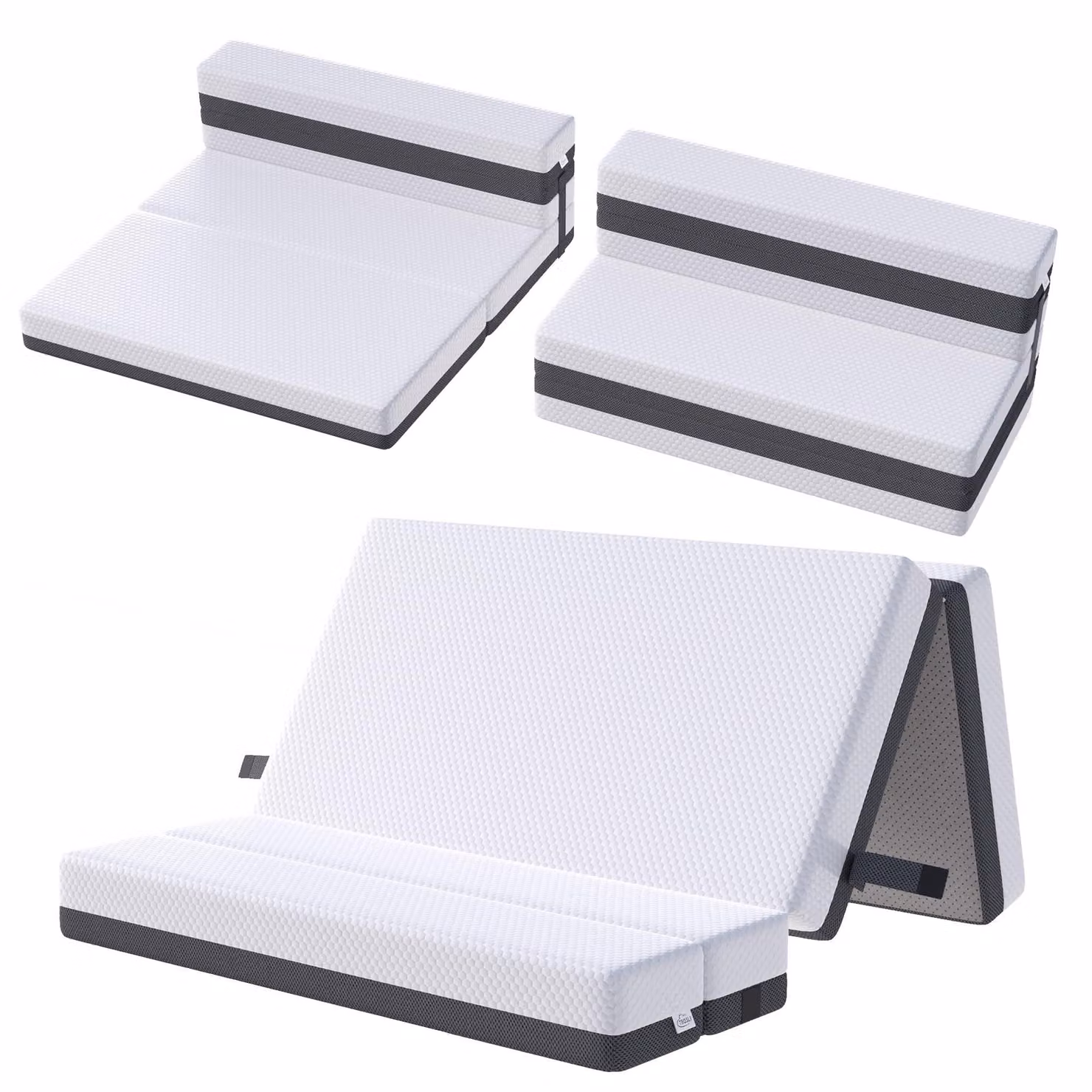 Materasso pieghevole in gel TeQsli, altezza 15 cm, materasso per ospiti, set da 4 materassi pieghevoli e 3 pezzi