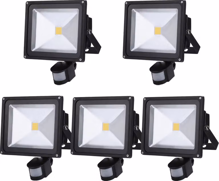 Greenmigo 5X 30W LED proiettore Proiettore con rilevatore di movimento Bianco caldo Bianco caldo Illuminazione di oggetti Proiettore da esterno Proiettore da parete Proiettore Faretti