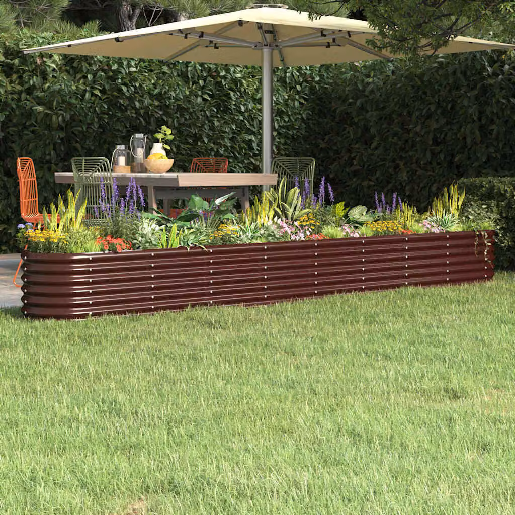 Letto rialzato da giardino vidaXL in acciaio zincato marrone L: 332 cm, P: 40 cm, H: 36 cm