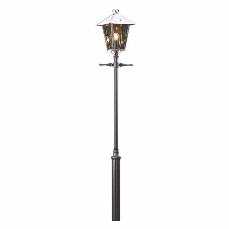 Testa di lampada Konstsmide Fenix in rame massiccio e alluminio laccato con vetro fumé