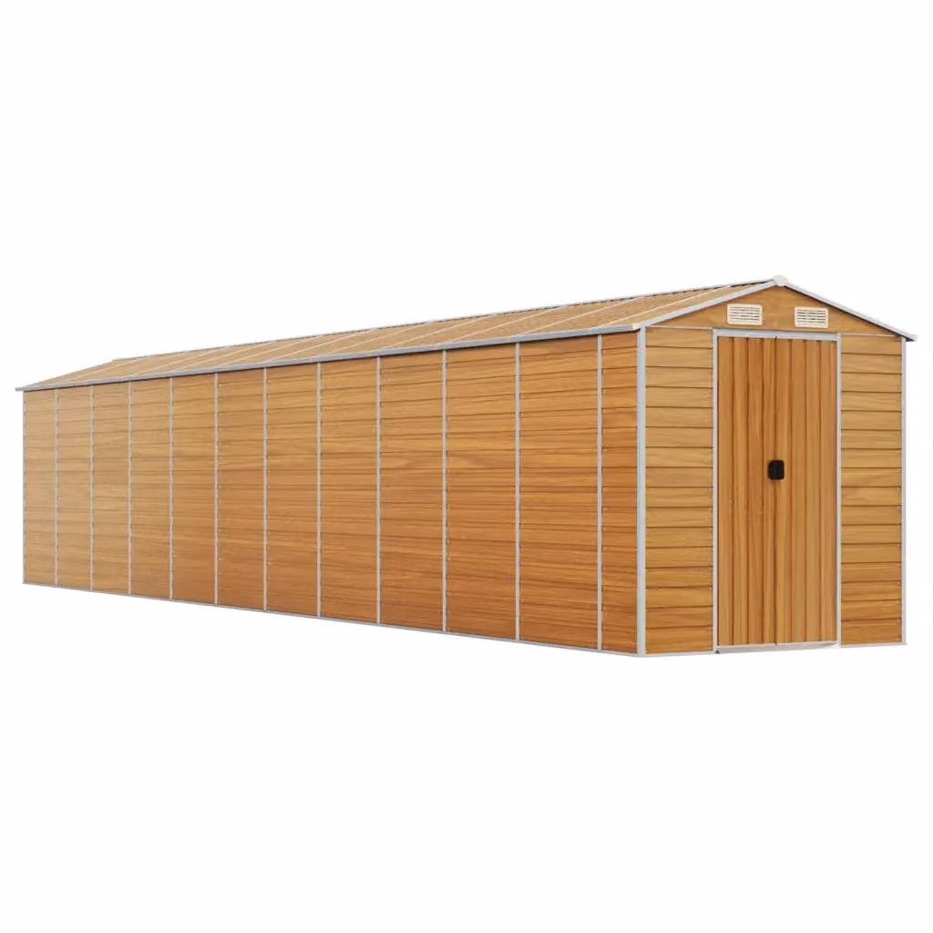 Capanno da giardino vidaXL in acciaio zincato marrone chiaro con ventilazione laterale L: 980 cm, P: 191 cm, H: 198 cm – 2