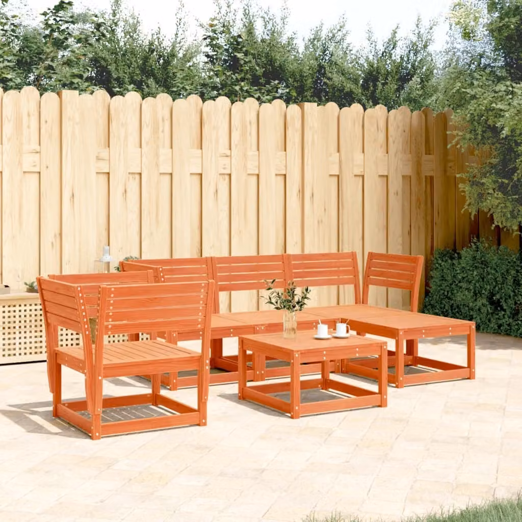 Maison Exclusive - Set Salotto da Giardino 5 pz Marrone Cera Legno Massello Pino