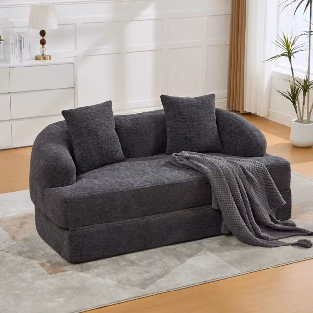 Divano letto 2 posti pieghevole in ciniglia 157 cm