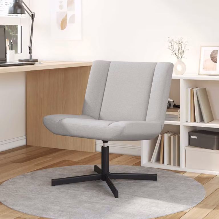 Sedia girevole vidaXL Grigio Nuvola e Nero in tessuto e metallo L: 63 cm, P: 75 cm, H: 76 cm