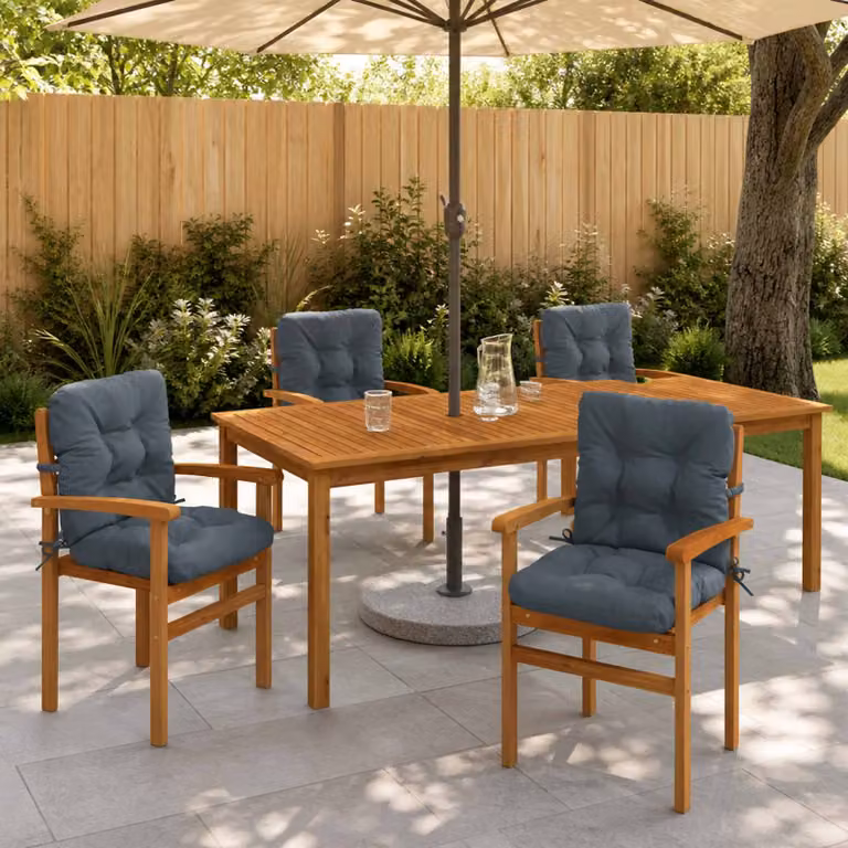 Set di 4 cuscini per sedia alta vidaXL VIANEN in poliestere blu con fodera lavabile e resistente ai raggi UV