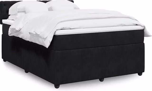 Giroletto a Molle con Materasso Nero 140x200 cm in Velluto 3290066