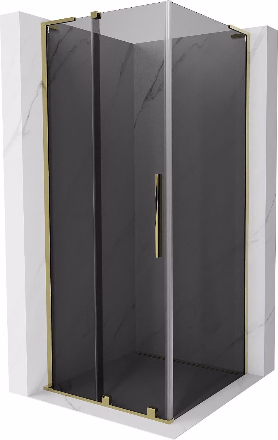 Mexen Velar L cabina doccia scorrevole 120 x 120 cm, grafite, oro - 871-120-120-43-50