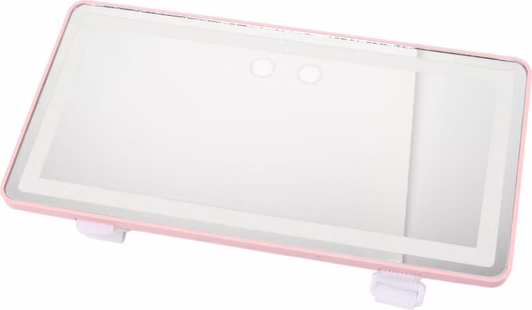 Specchio cosmetico LED con visiera automatica, regolabile tramite touch, 3 modalità di illuminazione, ricaricabile tramite USB, trucco con versione di ricarica surround rosa