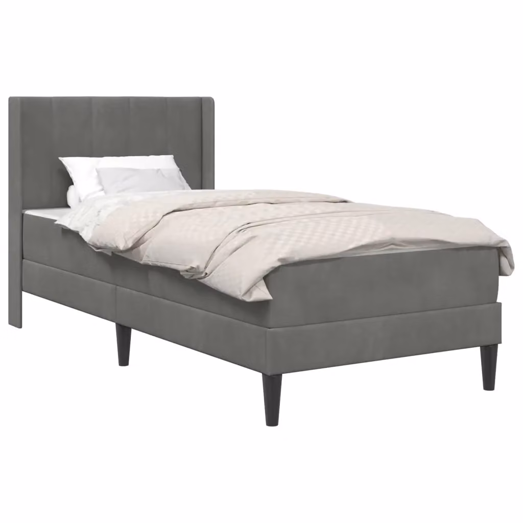 Letto con materasso vidaXL in velluto grigio L/P/H: 90 x 190 x 94 cm – 2