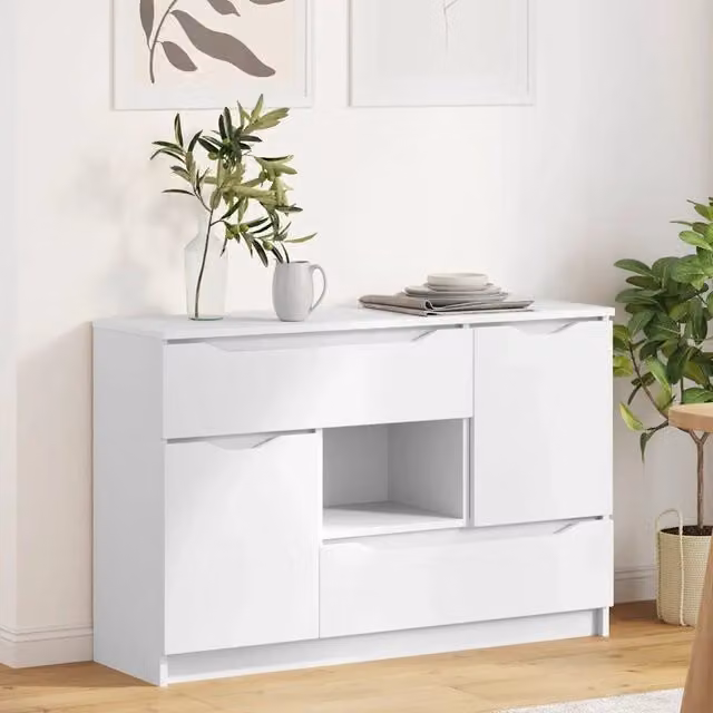 Credenza Buffet Design Mania Bianco con Cassetto in Legno Multistrato L/P/H: 100 x 30 x 65,6 cm