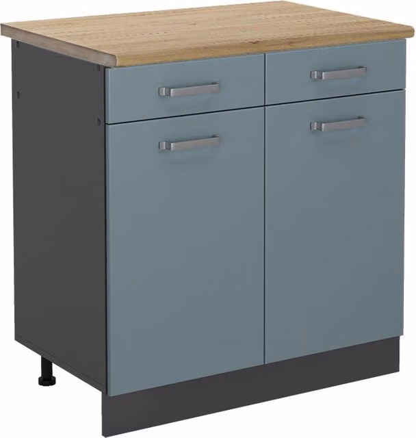 Mobiletto base per cucina R-Line Grigio-blu/Antracite 80 cm, PL Rovere Vicco