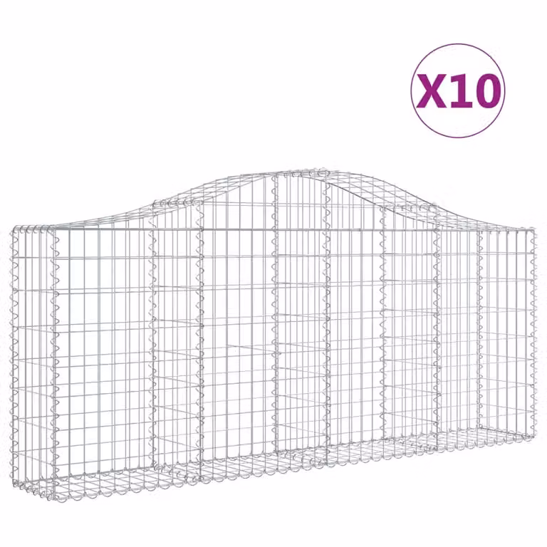Cesti Gabbioni ad Arco 10 pz 200x30x80/100 cm Ferro Zincato