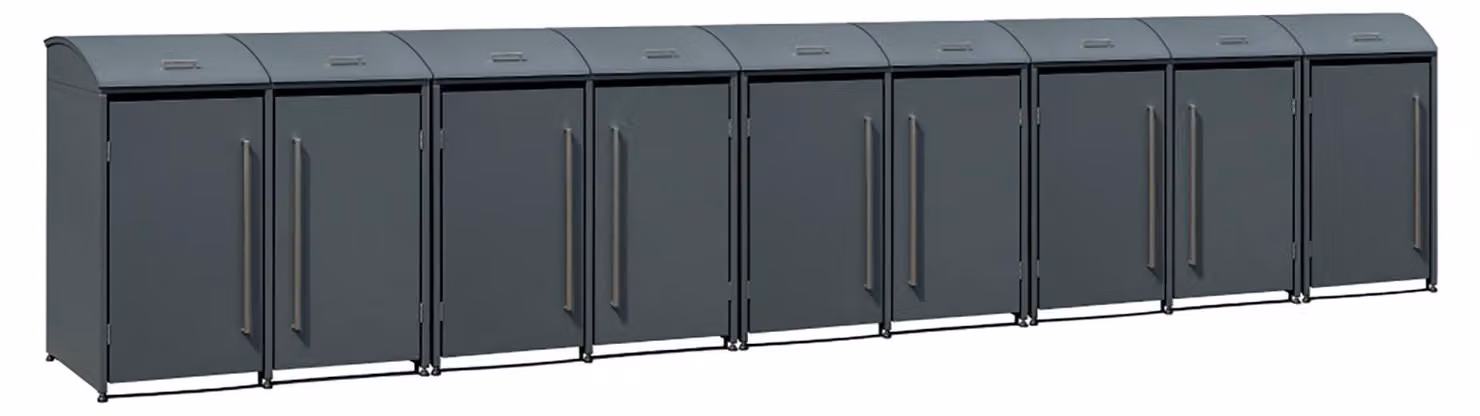 Westmann cassonetto per rifiuti in metallo Moderna 9 9x240 L antracite 83x628x135 cm