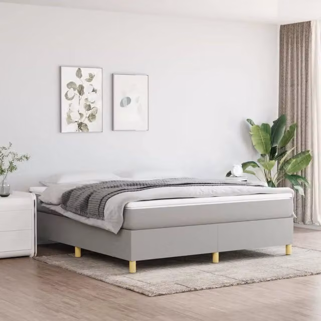 Letto Ibrido vidaXL con Giroletto a Molle e Materasso Grigio e Bianco L/P/H: 160 x 200 x 35 cm – 1