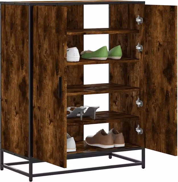 Scarpiera-Scaffale Design Mania in Legno e Metallo Marrone, Stile Industrial, L: 75 cm, P: 38 cm, H: 97,5 cm