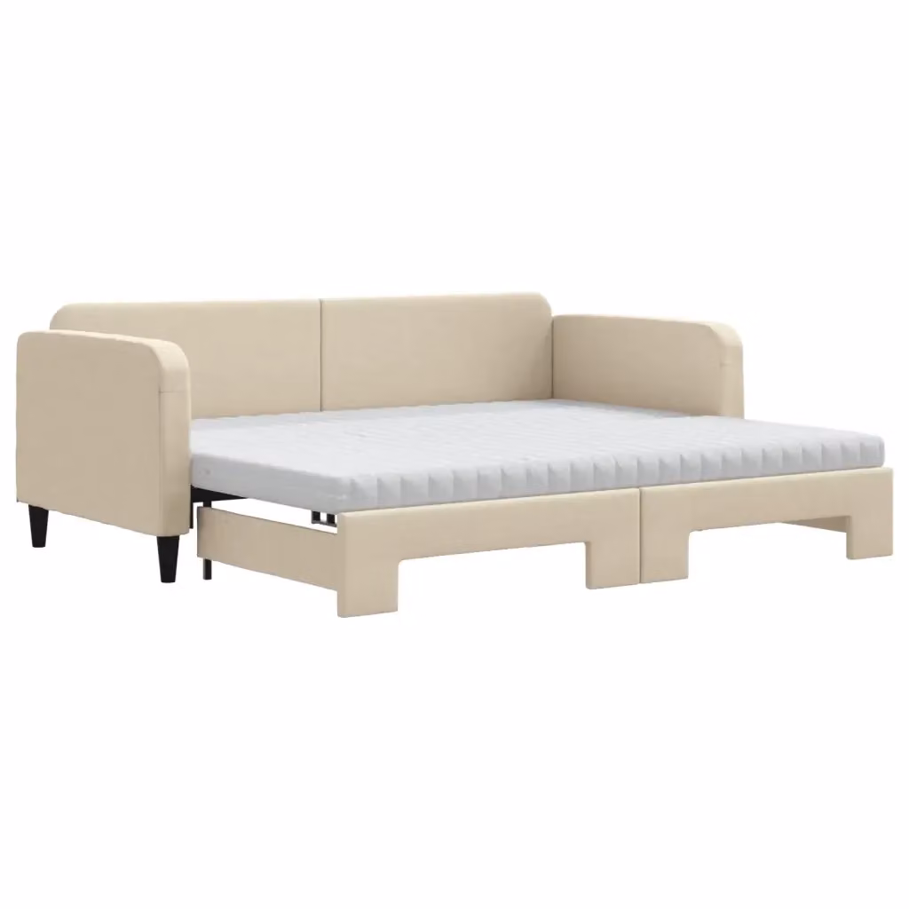 Divano Letto Estraibile vidaXL in Tessuto Beige per Soggiorno e Camera da Letto – 2