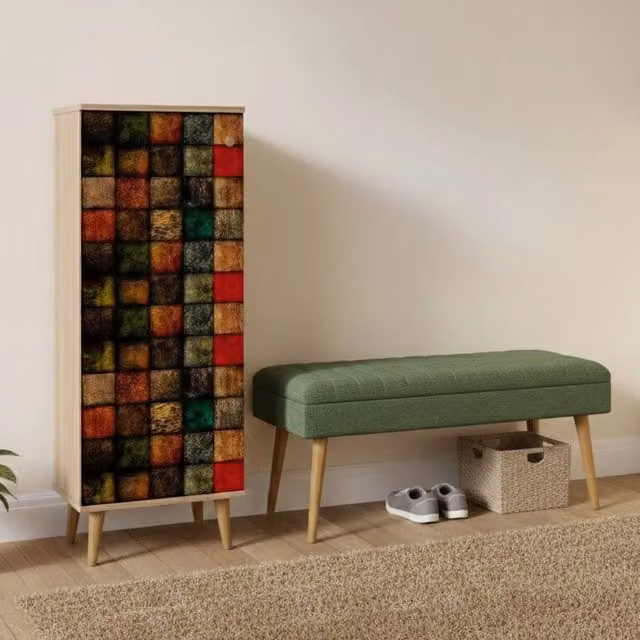Podgorica, Mobile da Ingresso 16 Paia, 50x38x135h cm Marrone Quercia