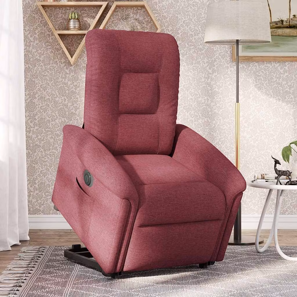 vidaXL Poltrona Alzapersona Reclinabile Elettrica Rosso Vino Tessuto